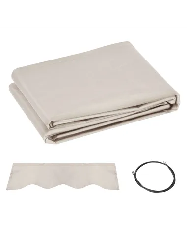 Outsunny Awning Replacement Canopy, Water Resistant UPF 50+ Sun Shade Cover for 3 x 2.5 m Garden Awning (Fabric Only), Cream Whi