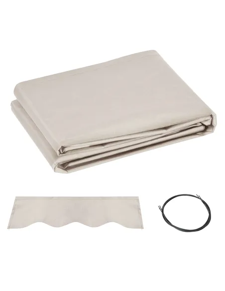 Outsunny Awning Replacement Canopy, Water Resistant UPF 50+ Sun Shade Cover for 3 x 2.5 m Garden Awning (Fabric Only), Cream Whi