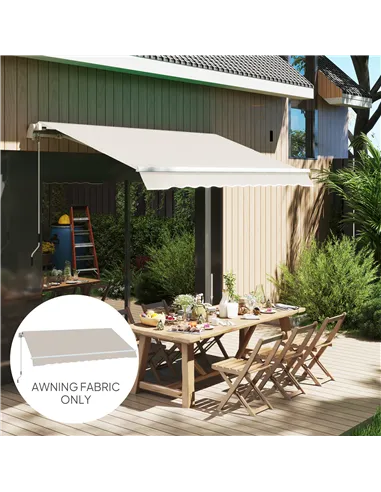 Outsunny Awning Replacement Canopy, Water Resistant UPF 50+ Sun Shade Cover for 3 x 2.5 m Garden Awning (Fabric Only), Cream Whi