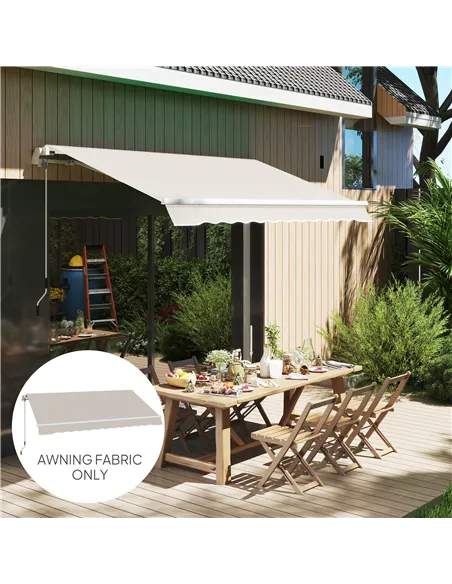 Outsunny Awning Replacement Canopy, Water Resistant UPF 50+ Sun Shade Cover for 3 x 2.5 m Garden Awning (Fabric Only), Cream Whi