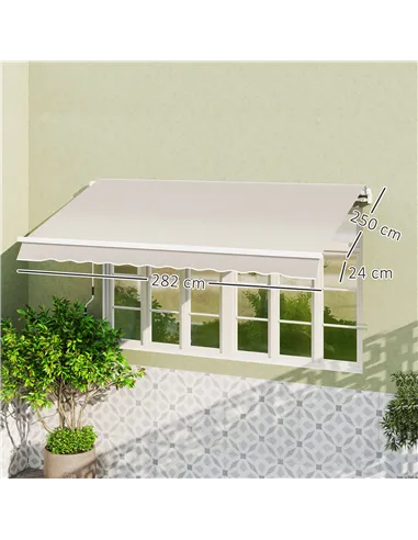 Outsunny Awning Replacement Canopy, Water Resistant UPF 50+ Sun Shade Cover for 3 x 2.5 m Garden Awning (Fabric Only), Cream Whi