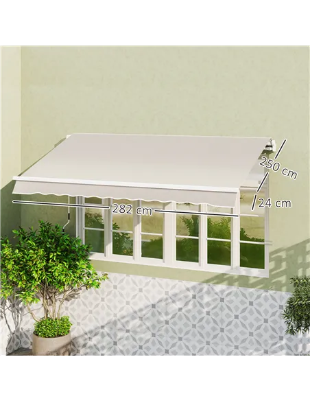 Outsunny Awning Replacement Canopy, Water Resistant UPF 50+ Sun Shade Cover for 3 x 2.5 m Garden Awning (Fabric Only), Cream Whi