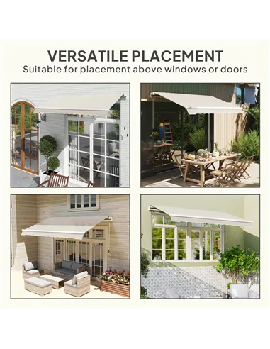 Outsunny Awning Replacement Canopy, Water Resistant UPF 50+ Sun Shade Cover for 3 x 2.5 m Garden Awning (Fabric Only), Cream Whi