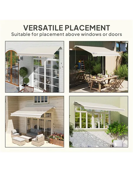 Outsunny Awning Replacement Canopy, Water Resistant UPF 50+ Sun Shade Cover for 3 x 2.5 m Garden Awning (Fabric Only), Cream Whi
