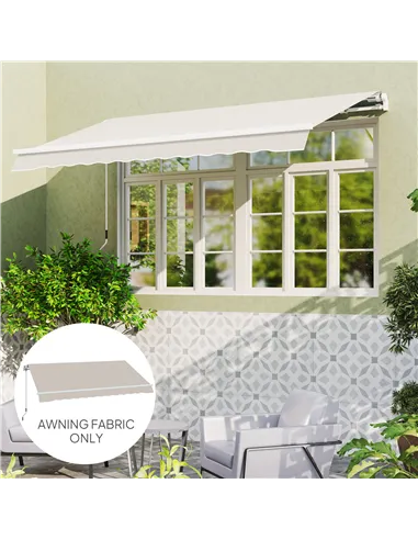 Outsunny Awning Replacement Canopy, Water Resistant UPF 50+ Sun Shade Cover for 3 x 2.5 m Garden Awning (Fabric Only), Cream Whi