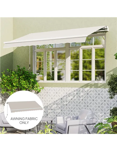Outsunny Awning Replacement Canopy, Water Resistant UPF 50+ Sun Shade Cover for 3 x 2.5 m Garden Awning (Fabric Only), Cream Whi