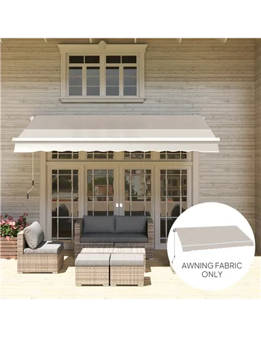 Outsunny Awning Replacement Canopy, Water Resistant UPF 50+ Sun Shade Cover for 3 x 2.5 m Garden Awning (Fabric Only), Cream Whi