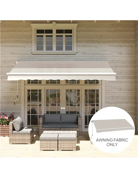 Outsunny Awning Replacement Canopy, Water Resistant UPF 50+ Sun Shade Cover for 3 x 2.5 m Garden Awning (Fabric Only), Cream Whi
