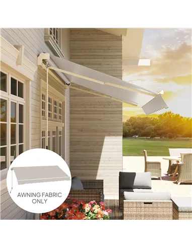 Outsunny Awning Replacement Canopy, Water Resistant UPF 50+ Sun Shade Cover for 3 x 2.5 m Garden Awning (Fabric Only), Cream Whi