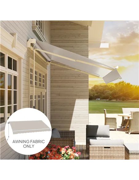 Outsunny Awning Replacement Canopy, Water Resistant UPF 50+ Sun Shade Cover for 3 x 2.5 m Garden Awning (Fabric Only), Cream Whi