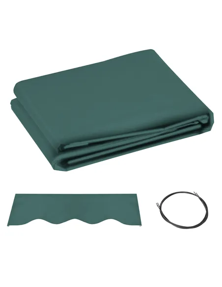 Outsunny Awning Replacement Canopy, Water Resistant UPF 50+ Sun Shade Cover for 3 x 2.5 m Garden Awning (Fabric Only), Green