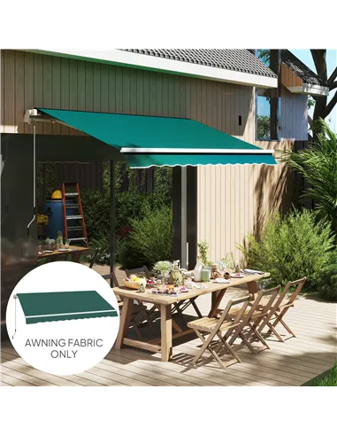 Outsunny Awning Replacement Canopy, Water Resistant UPF 50+ Sun Shade Cover for 3 x 2.5 m Garden Awning (Fabric Only), Green