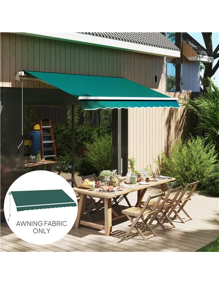 Outsunny Awning Replacement Canopy, Water Resistant UPF 50+ Sun Shade Cover for 3 x 2.5 m Garden Awning (Fabric Only), Green