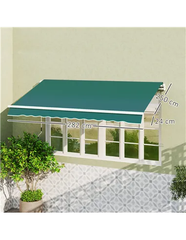 Outsunny Awning Replacement Canopy, Water Resistant UPF 50+ Sun Shade Cover for 3 x 2.5 m Garden Awning (Fabric Only), Green