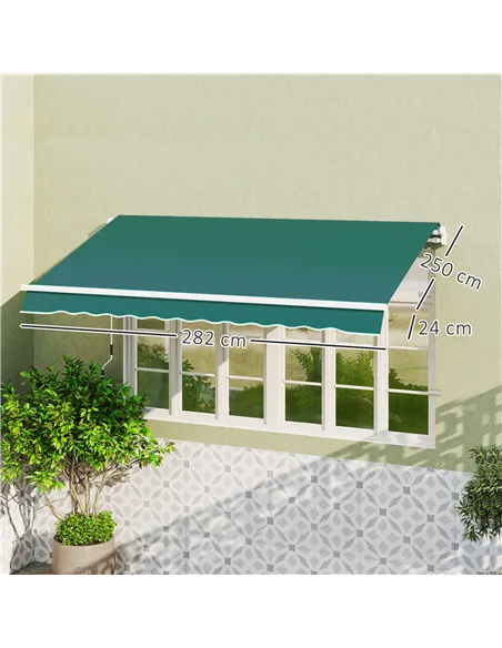 Outsunny Awning Replacement Canopy, Water Resistant UPF 50+ Sun Shade Cover for 3 x 2.5 m Garden Awning (Fabric Only), Green