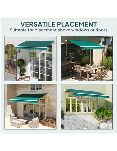 Outsunny Awning Replacement Canopy, Water Resistant UPF 50+ Sun Shade Cover for 3 x 2.5 m Garden Awning (Fabric Only), Green