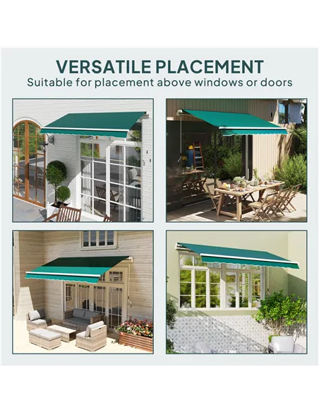 Outsunny Awning Replacement Canopy, Water Resistant UPF 50+ Sun Shade Cover for 3 x 2.5 m Garden Awning (Fabric Only), Green
