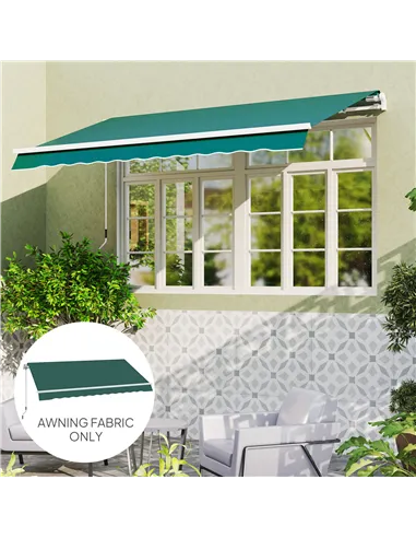 Outsunny Awning Replacement Canopy, Water Resistant UPF 50+ Sun Shade Cover for 3 x 2.5 m Garden Awning (Fabric Only), Green