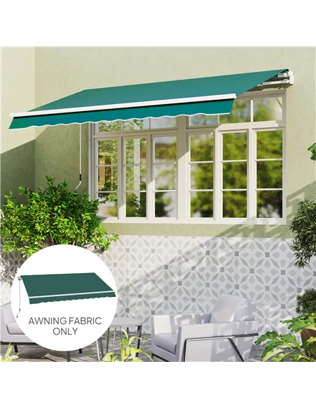 Outsunny Awning Replacement Canopy, Water Resistant UPF 50+ Sun Shade Cover for 3 x 2.5 m Garden Awning (Fabric Only), Green