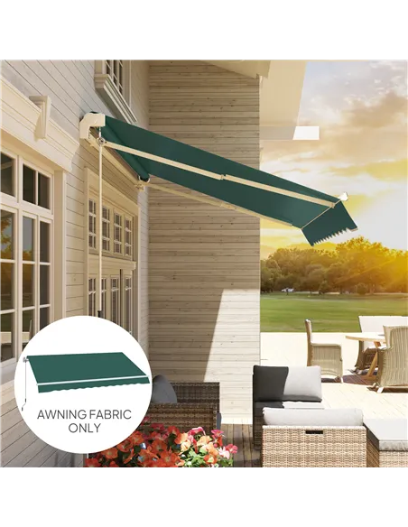 Outsunny Awning Replacement Canopy, Water Resistant UPF 50+ Sun Shade Cover for 3 x 2.5 m Garden Awning (Fabric Only), Green