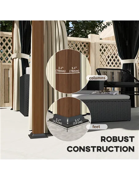 Outsunny 3 x 3(m) Hardtop Gazebo with Galvanised Steel Roof and Water Gutter, Waterproof Permanent Pavilion Garden Gazebo with N