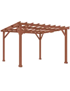 Outsunny 3.3 x 3.3 m Wooden Pergola Kit, Graden Pergola Gazebo Grape Trellis with Stable Structure for Climbing Vines, Flowers