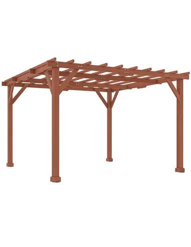 Outsunny 3.3 x 3.3 m Wooden Pergola Kit, Graden Pergola Gazebo Grape Trellis with Stable Structure for Climbing Vines, Flowers