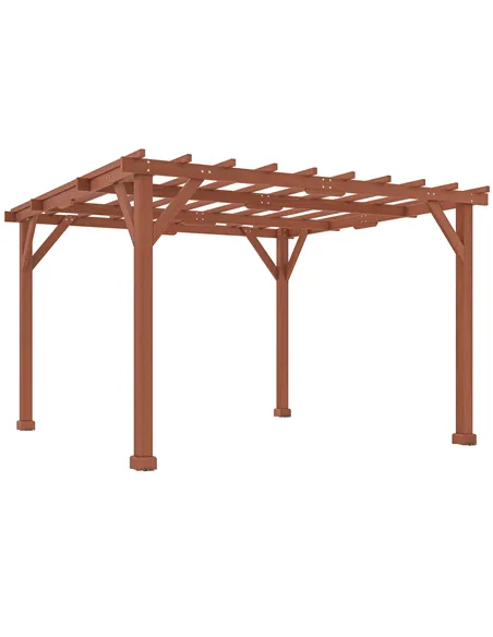 Outsunny 3.3 x 3.3 m Wooden Pergola Kit, Graden Pergola Gazebo Grape Trellis with Stable Structure for Climbing Vines, Flowers