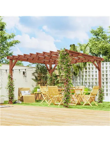 Outsunny 3.3 x 3.3 m Wooden Pergola Kit, Graden Pergola Gazebo Grape Trellis with Stable Structure for Climbing Vines, Flowers