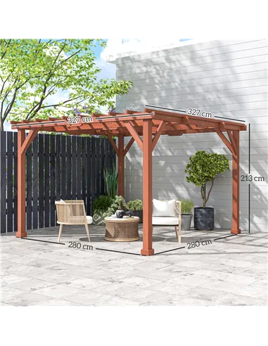 Outsunny 3.3 x 3.3 m Wooden Pergola Kit, Graden Pergola Gazebo Grape Trellis with Stable Structure for Climbing Vines, Flowers