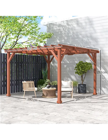 Outsunny 3.3 x 3.3 m Wooden Pergola Kit, Graden Pergola Gazebo Grape Trellis with Stable Structure for Climbing Vines, Flowers