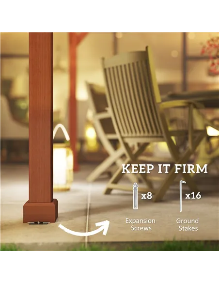 Outsunny 3.3 x 3.3 m Wooden Pergola Kit, Graden Pergola Gazebo Grape Trellis with Stable Structure for Climbing Vines, Flowers