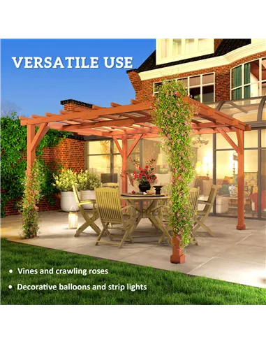Outsunny 3.3 x 3.3 m Wooden Pergola Kit, Graden Pergola Gazebo Grape Trellis with Stable Structure for Climbing Vines, Flowers