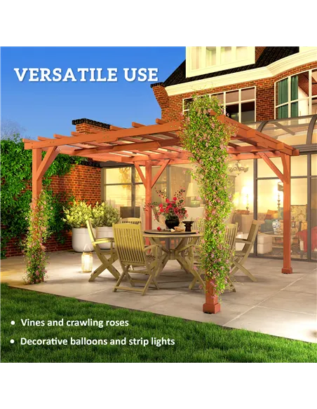 Outsunny 3.3 x 3.3 m Wooden Pergola Kit, Graden Pergola Gazebo Grape Trellis with Stable Structure for Climbing Vines, Flowers