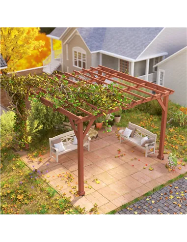 Outsunny 3.3 x 3.3 m Wooden Pergola Kit, Graden Pergola Gazebo Grape Trellis with Stable Structure for Climbing Vines, Flowers