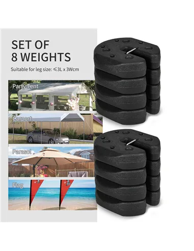 Outsunny Gazebo Weights Set of 8, 24KG Weights for Gazebo Legs with Reinforce Pins and Carry Belt, for Gazebos Shelters Marquees