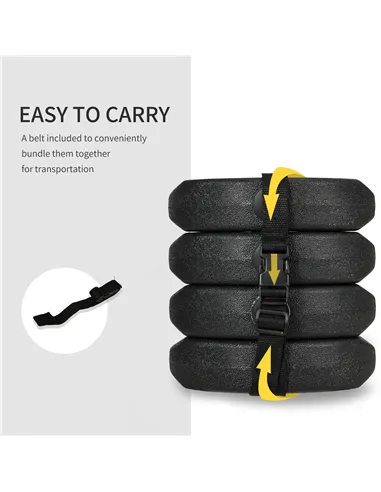 Outsunny Gazebo Weights Set of 8, 24KG Weights for Gazebo Legs with Reinforce Pins and Carry Belt, for Gazebos Shelters Marquees