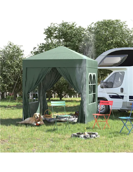 Outsunny 2 x 2 m Garden Pop Up Gazebo, Wedding Party Tent Marquee, Water Resistant Awning Canopy with Sidewalls, Windows, Carry 