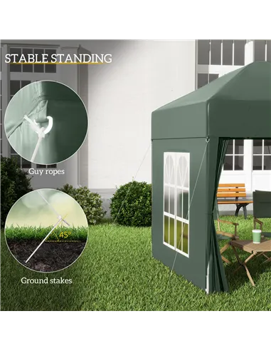 Outsunny 2 x 2 m Garden Pop Up Gazebo, Wedding Party Tent Marquee, Water Resistant Awning Canopy with Sidewalls, Windows, Carry 