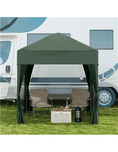 Outsunny 2 x 2 m Garden Pop Up Gazebo, Wedding Party Tent Marquee, Water Resistant Awning Canopy with Sidewalls, Windows, Carry 