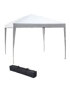 Outsunny 3 x 3M Garden Pop Up Gazebo Height Adjustable Marquee Party Tent Wedding Canopy with Carrying Bag, White