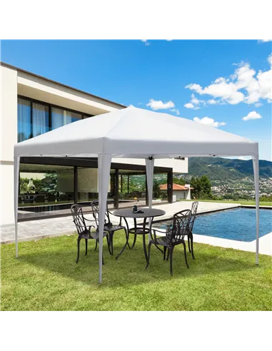 Outsunny 3 x 3M Garden Pop Up Gazebo Height Adjustable Marquee Party Tent Wedding Canopy with Carrying Bag, White
