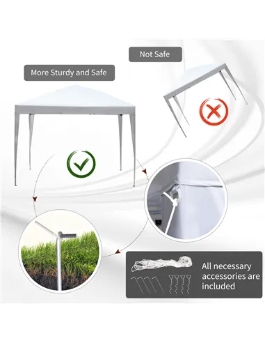 Outsunny 3 x 3M Garden Pop Up Gazebo Height Adjustable Marquee Party Tent Wedding Canopy with Carrying Bag, White