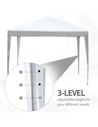 Outsunny 3 x 3M Garden Pop Up Gazebo Height Adjustable Marquee Party Tent Wedding Canopy with Carrying Bag, White