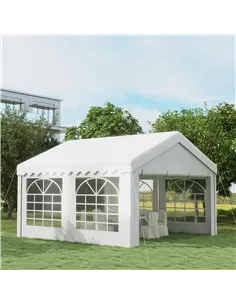 Outsunny 4m x 4m Marquee Party Tent, Heavy Duty Wedding Canopy with Sidewalls, Doors, Windows, Galvanised Garden Gazebo for Part 2