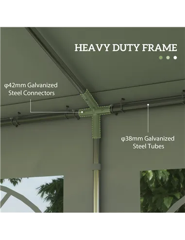Outsunny 4m x 4m Marquee Party Tent, Heavy Duty Wedding Canopy with Sidewalls, Doors, Windows, Galvanised Garden Gazebo for Part