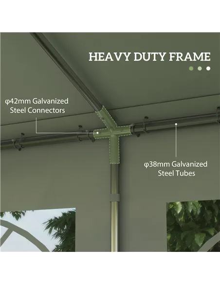 Outsunny 4m x 4m Marquee Party Tent, Heavy Duty Wedding Canopy with Sidewalls, Doors, Windows, Galvanised Garden Gazebo for Part