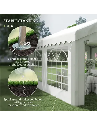 Outsunny 4m x 4m Marquee Party Tent, Heavy Duty Wedding Canopy with Sidewalls, Doors, Windows, Galvanised Garden Gazebo for Part