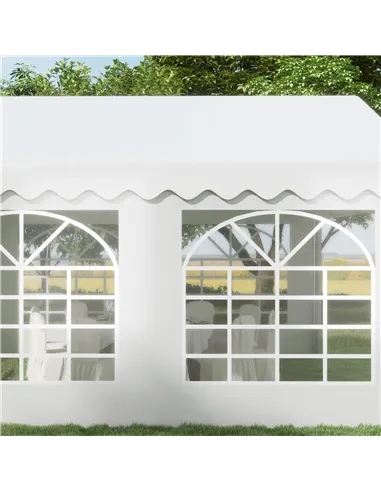 Outsunny 4m x 4m Marquee Party Tent, Heavy Duty Wedding Canopy with Sidewalls, Doors, Windows, Galvanised Garden Gazebo for Part
