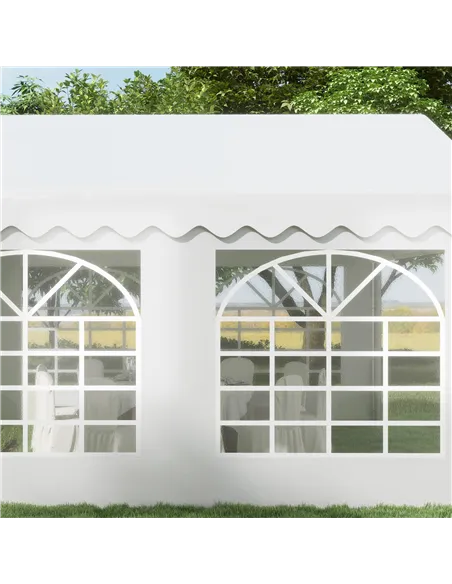 Outsunny 4m x 4m Marquee Party Tent, Heavy Duty Wedding Canopy with Sidewalls, Doors, Windows, Galvanised Garden Gazebo for Part